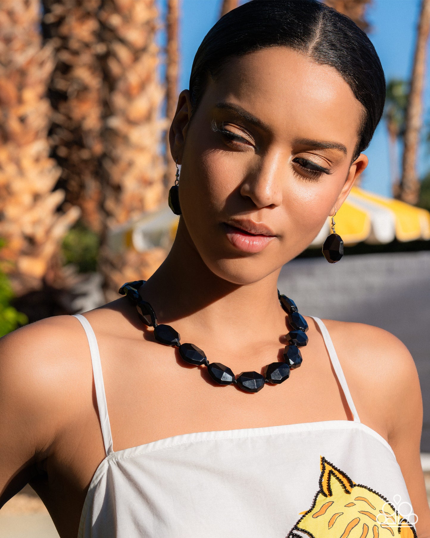 Paparazzi Playful Plan - Black Acrylic Faceted Bead Necklace N3899