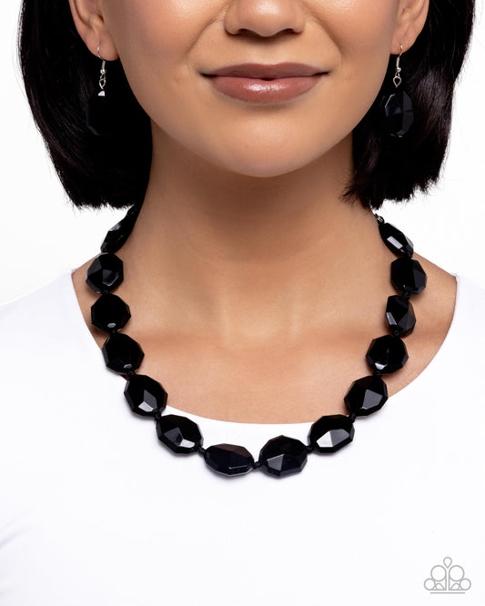 Paparazzi Playful Plan - Black Acrylic Faceted Bead Necklace N3899