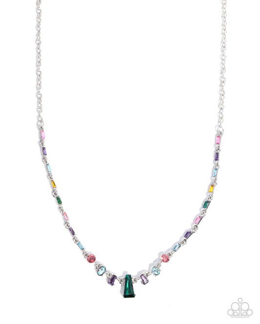 Paparazzi Boyfriends Gift - Multicolored Gem & Rhinestone Silver Necklace N1674