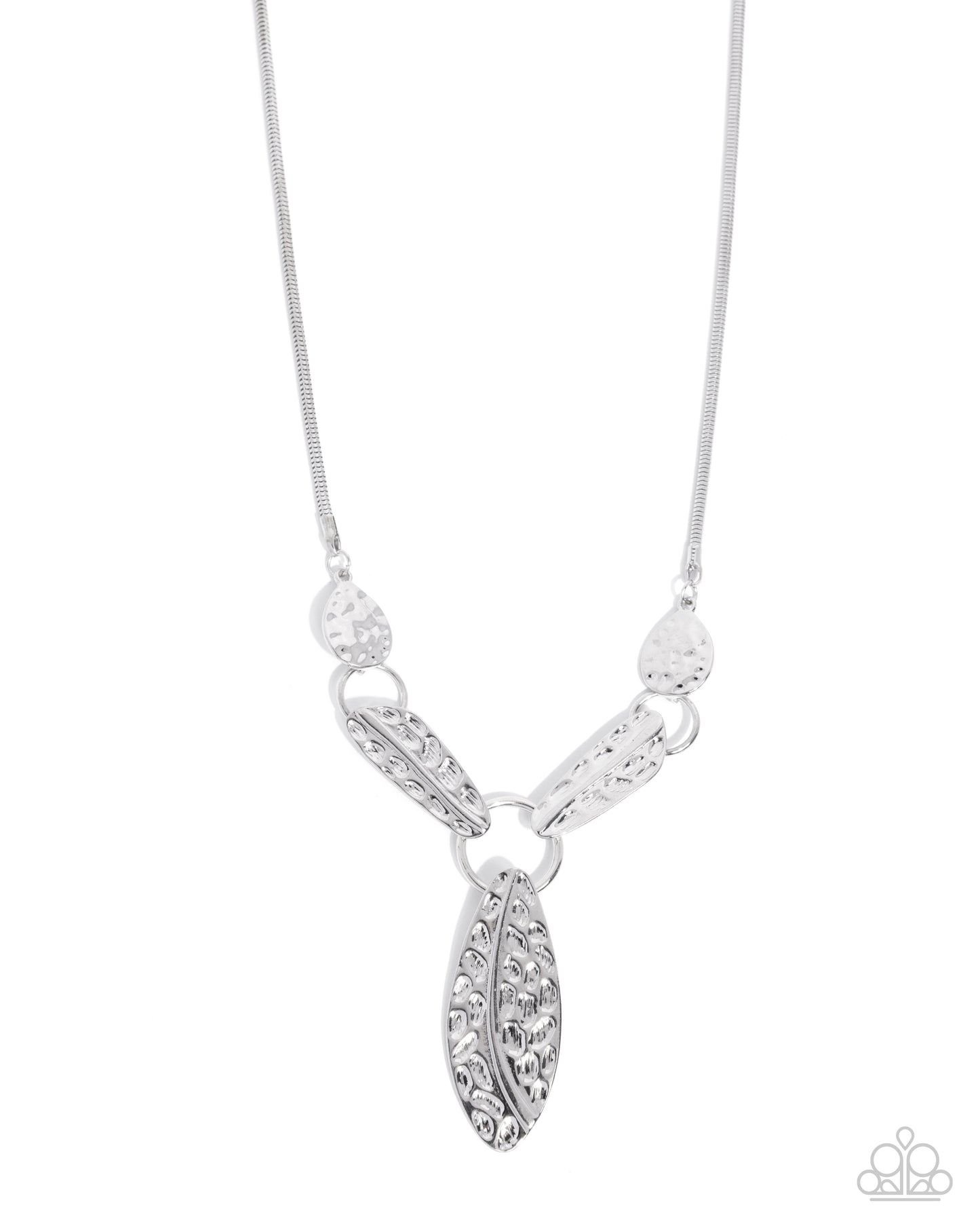 Paparazzi Handcrafted Hierarchy - Silver Hammered Teardrop Style Necklace N3949