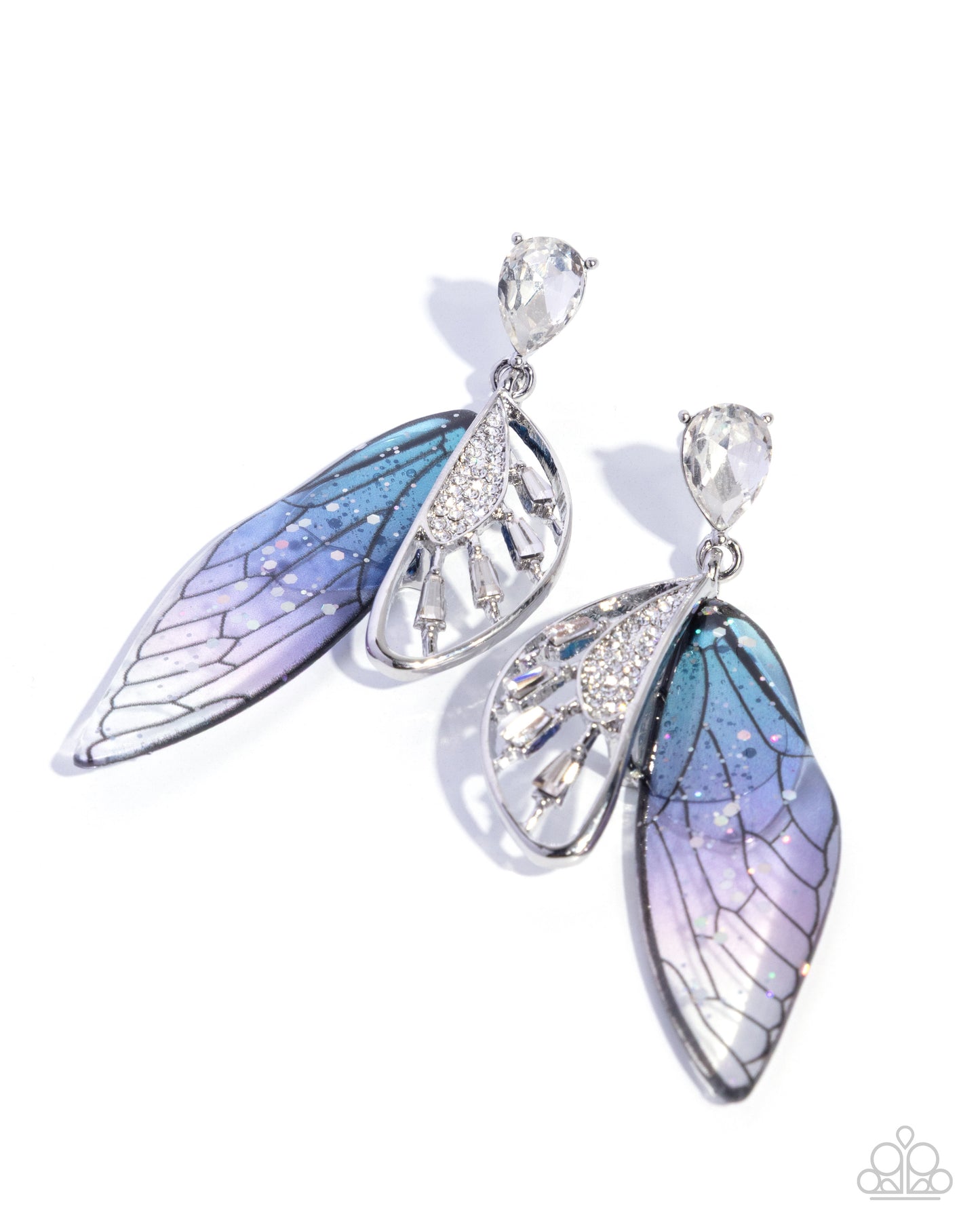 Paparazzi Floating Facade - Purple & Blue Transparent Dragonfly Wing Post Earring E3439