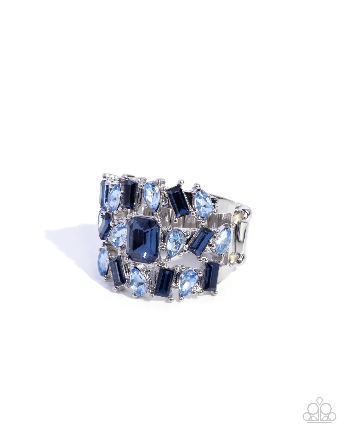 Paparazzi Strategically Shimmery - Blue - Light Blue & Dark Blue Gem Ring R1360