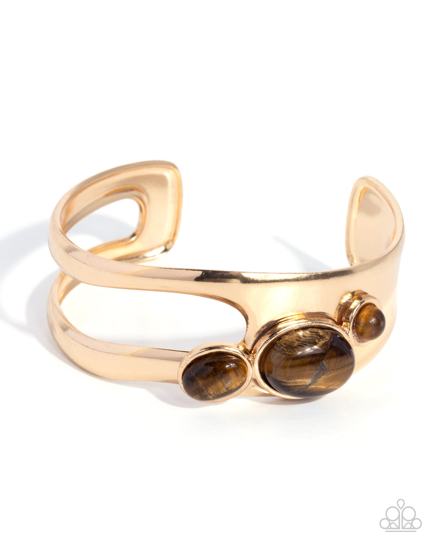 Paparazzi Natural Nurture - Brown Tiger's Eye Stone Gold Cuff Bracelet