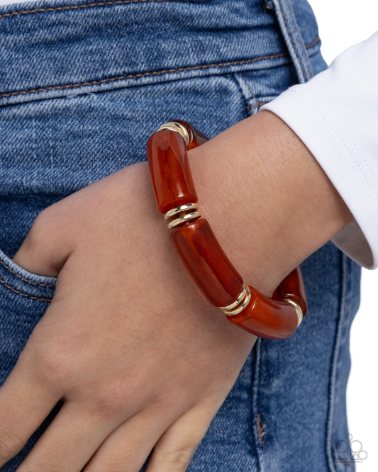 Paparazzi Photo Ready - Orange & Gold Acrylic Stretch Bracelet