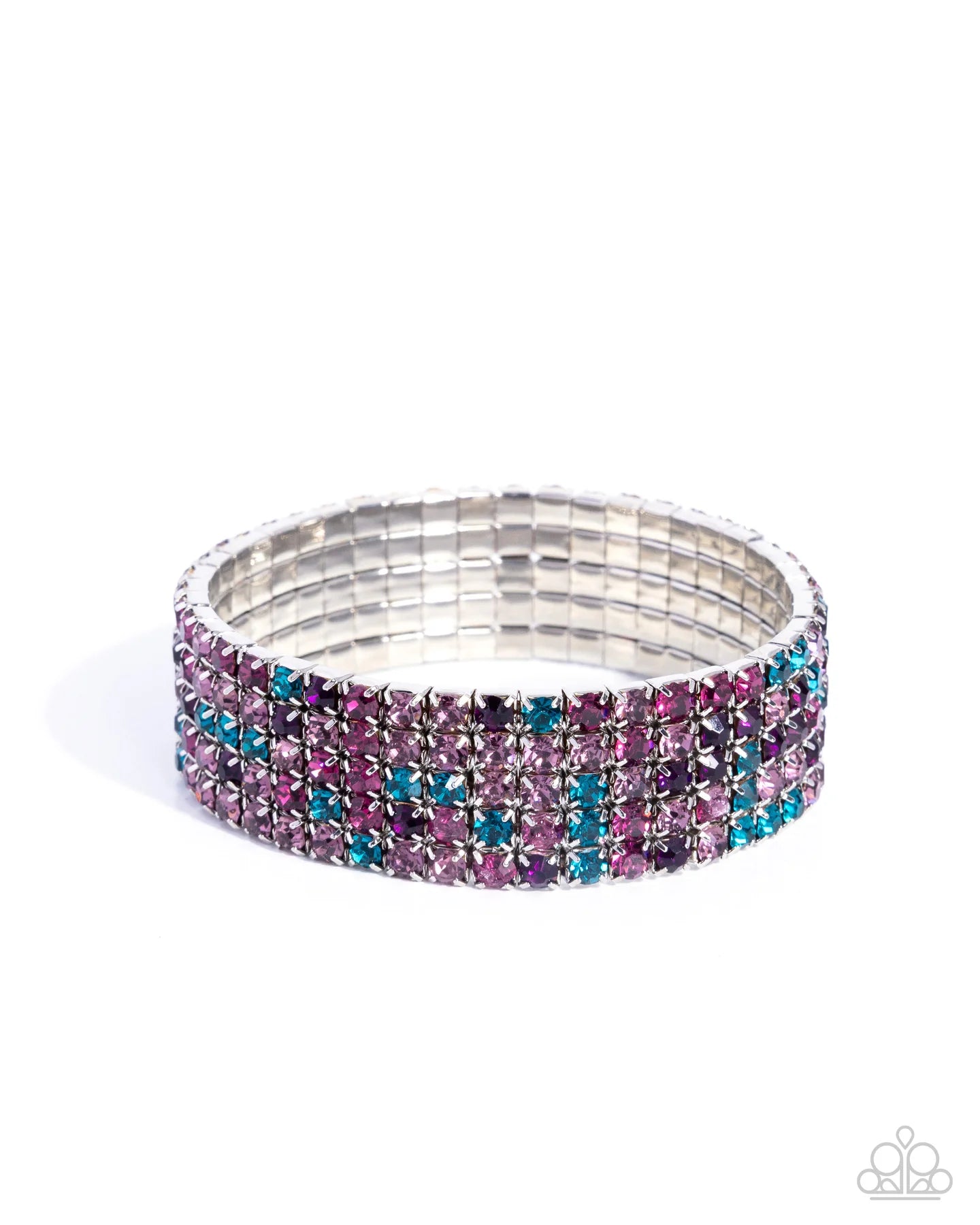 Paparazzi Shimmery Sequence - Purple Blue Rhinestone Stretch Bracelet B2667