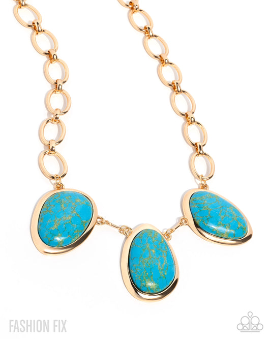 Paparazzi Firmly Grounded - Gold & Blue Turquoise Stone Necklace Simply Santa Fe Fashion Fix November 2025