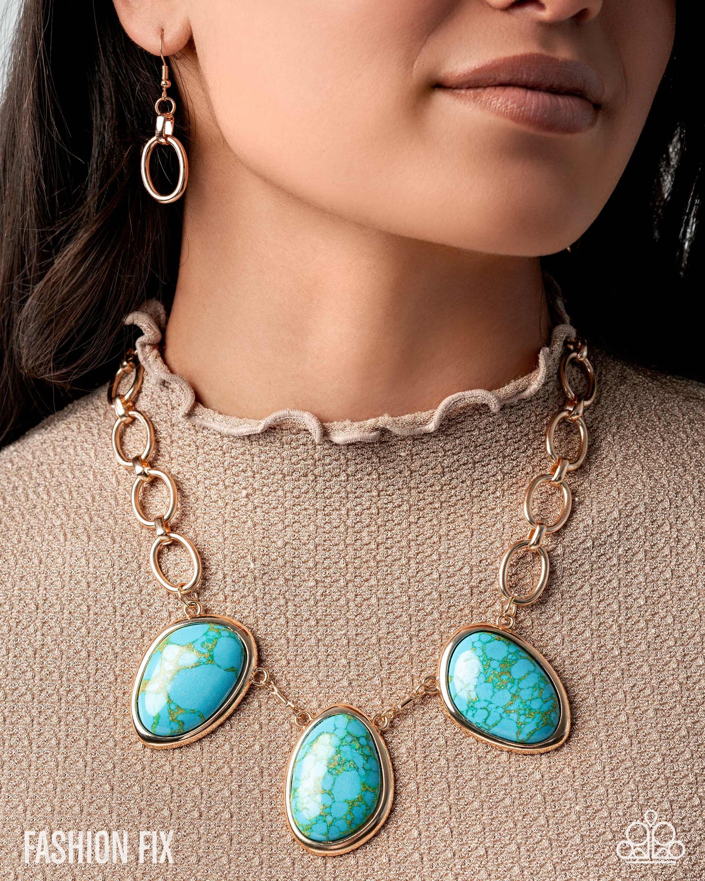Paparazzi Firmly Grounded - Gold & Blue Turquoise Stone Necklace Simply Santa Fe Fashion Fix November 2025