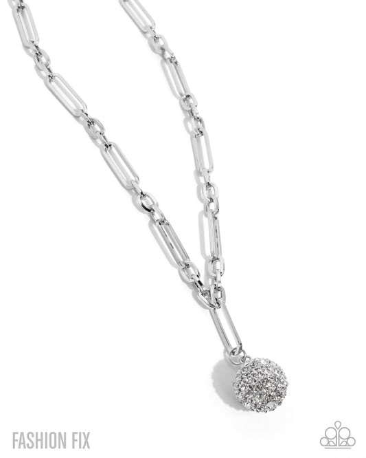 Paparazzi Independent Ideology - White Gem Silver Sphere Paperclip Chain Necklace Fashion Fix February 2026 N3113