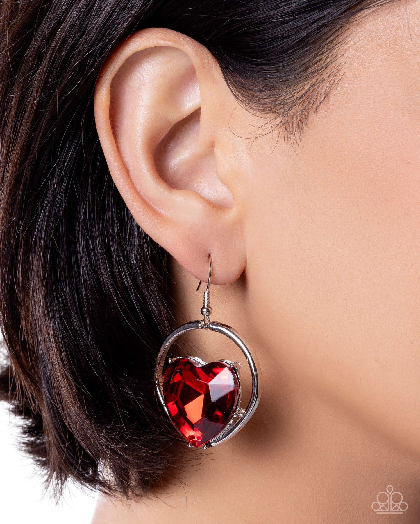 Paparazzi Valuable Valentines - Red Heart Gem Earring E3309