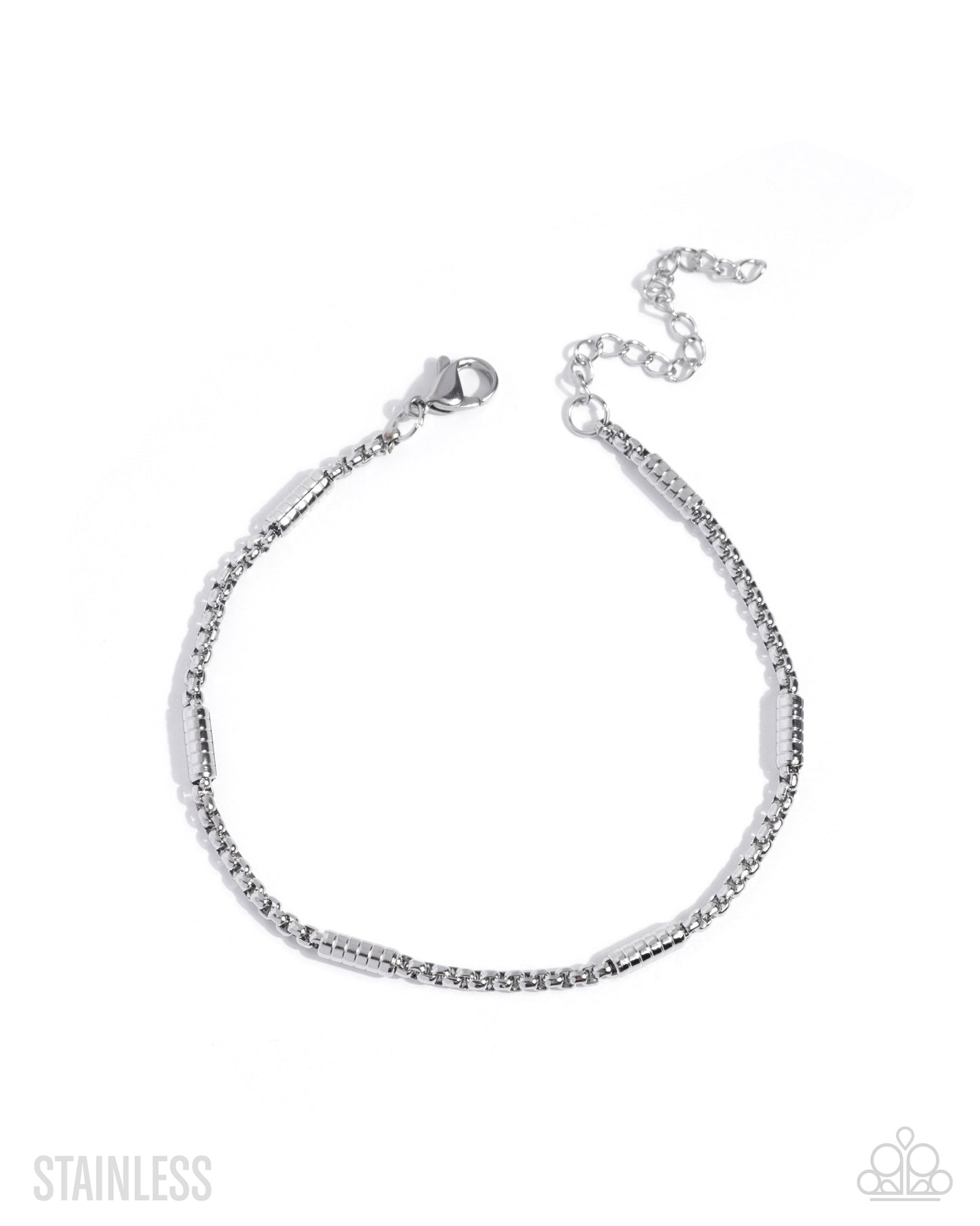 Paparazzi Timeless Tyrant - Silver Stainless Steel Chain Urban Bracelet B2566