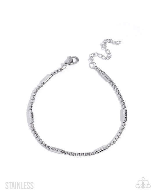 Paparazzi Timeless Tyrant - Silver Stainless Steel Chain Urban Bracelet B2566