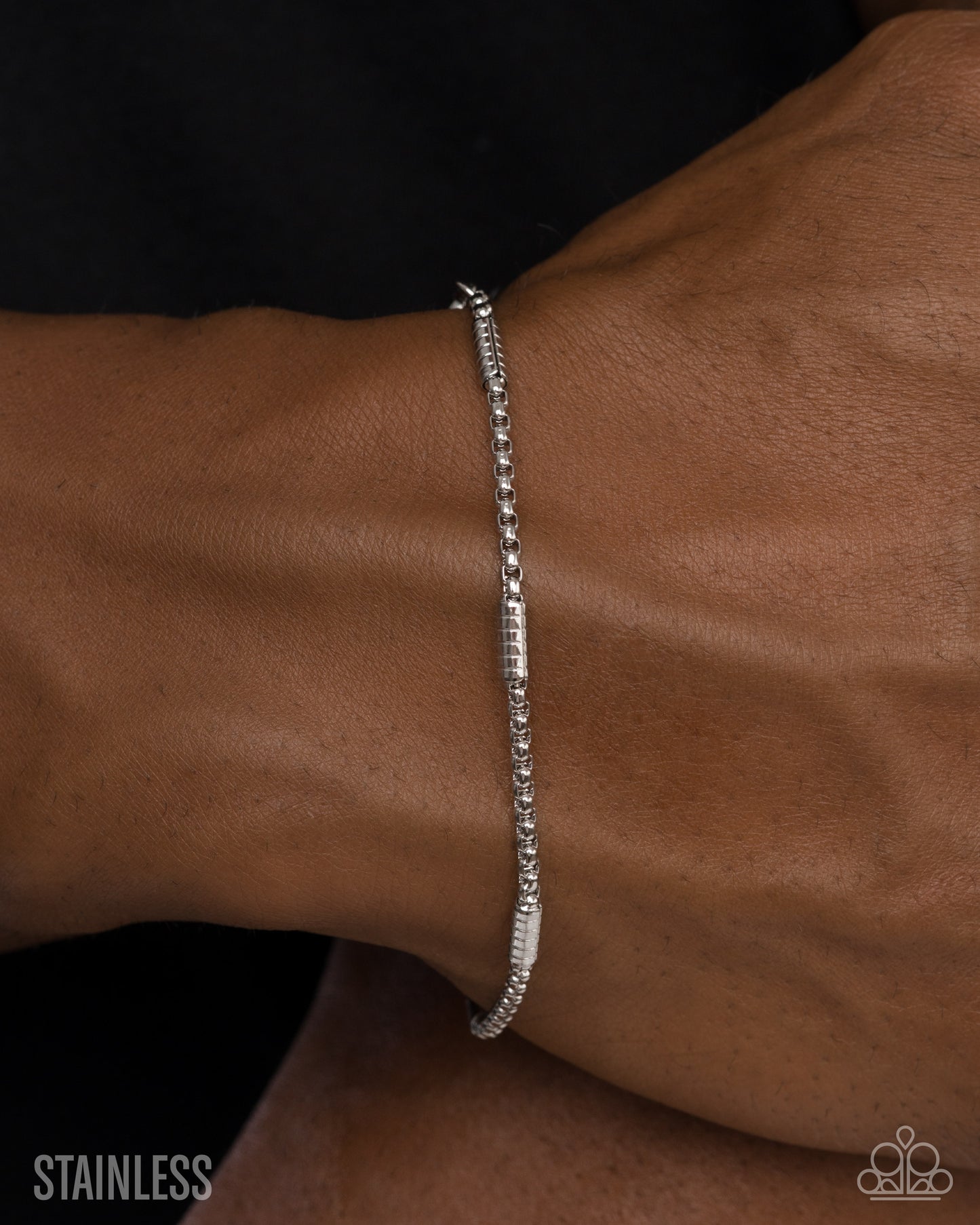 Paparazzi Timeless Tyrant - Silver Stainless Steel Chain Urban Bracelet B2566