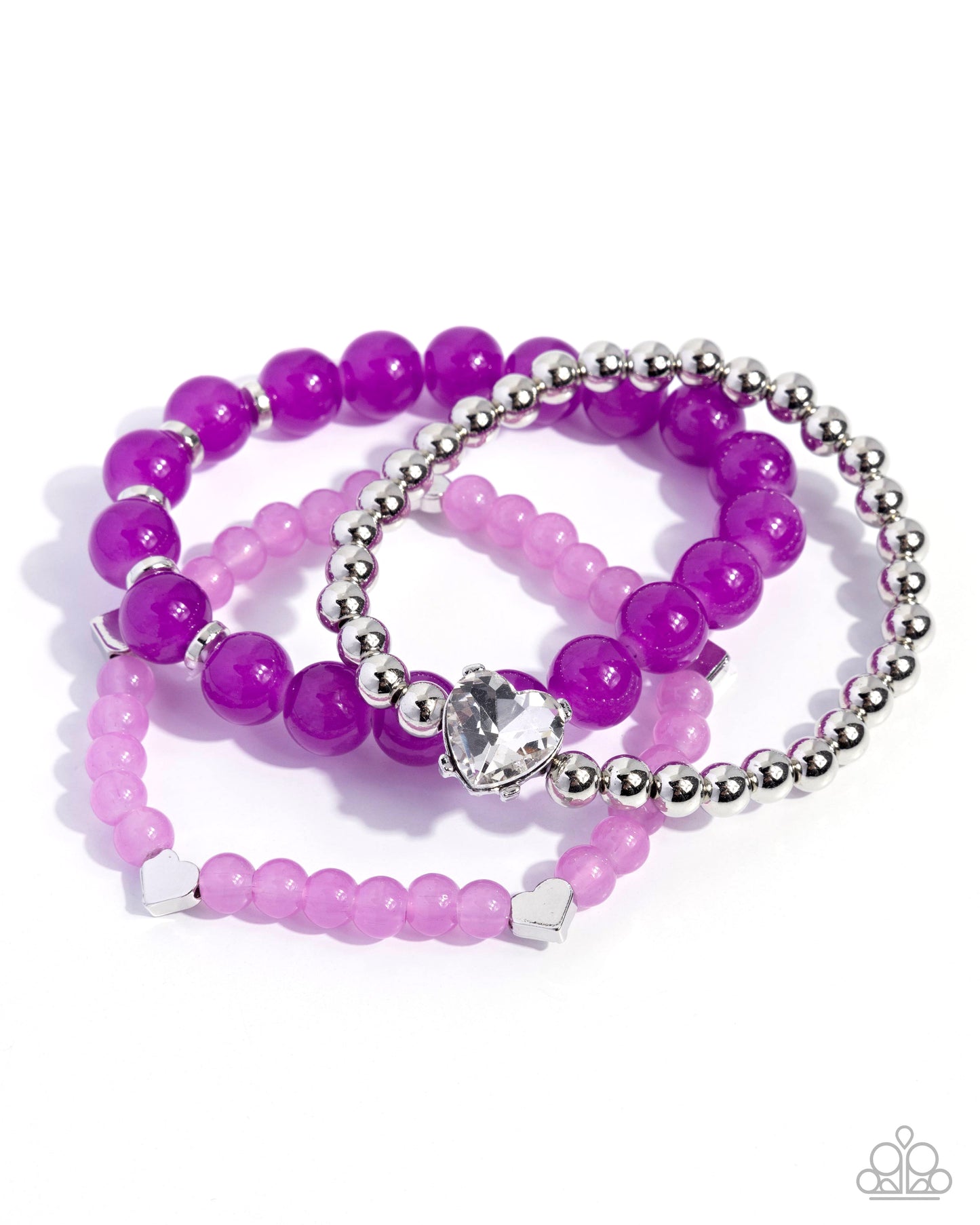 Paparazzi Imperial Impression - Purple, Crocus & Silver Bead Set Of Three Stretch Bracelets B2661