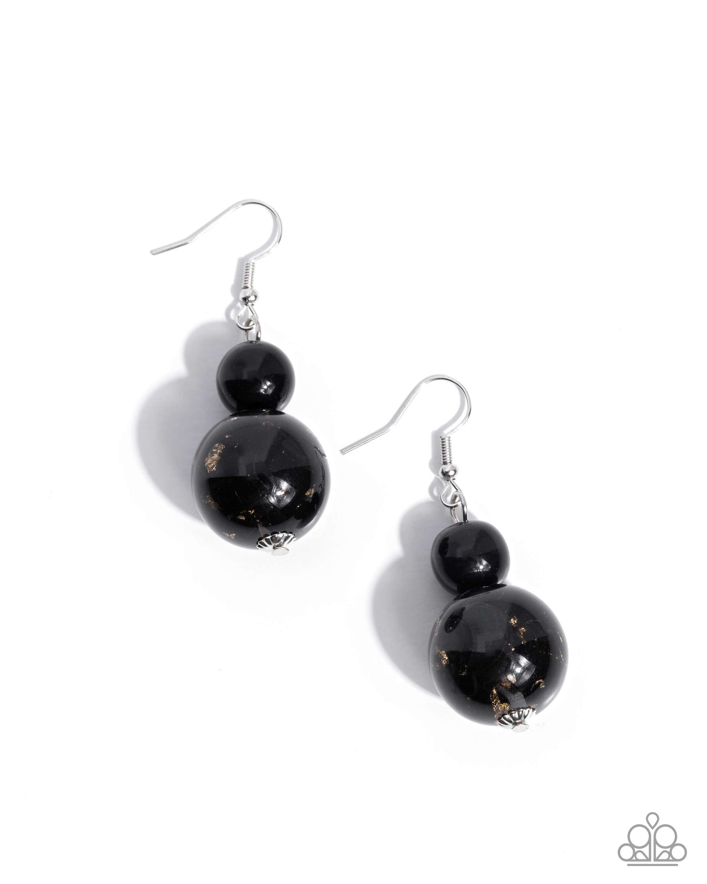 Paparazzi Funky Freestyle - Black & Gold Fleck Bead Earring E3311