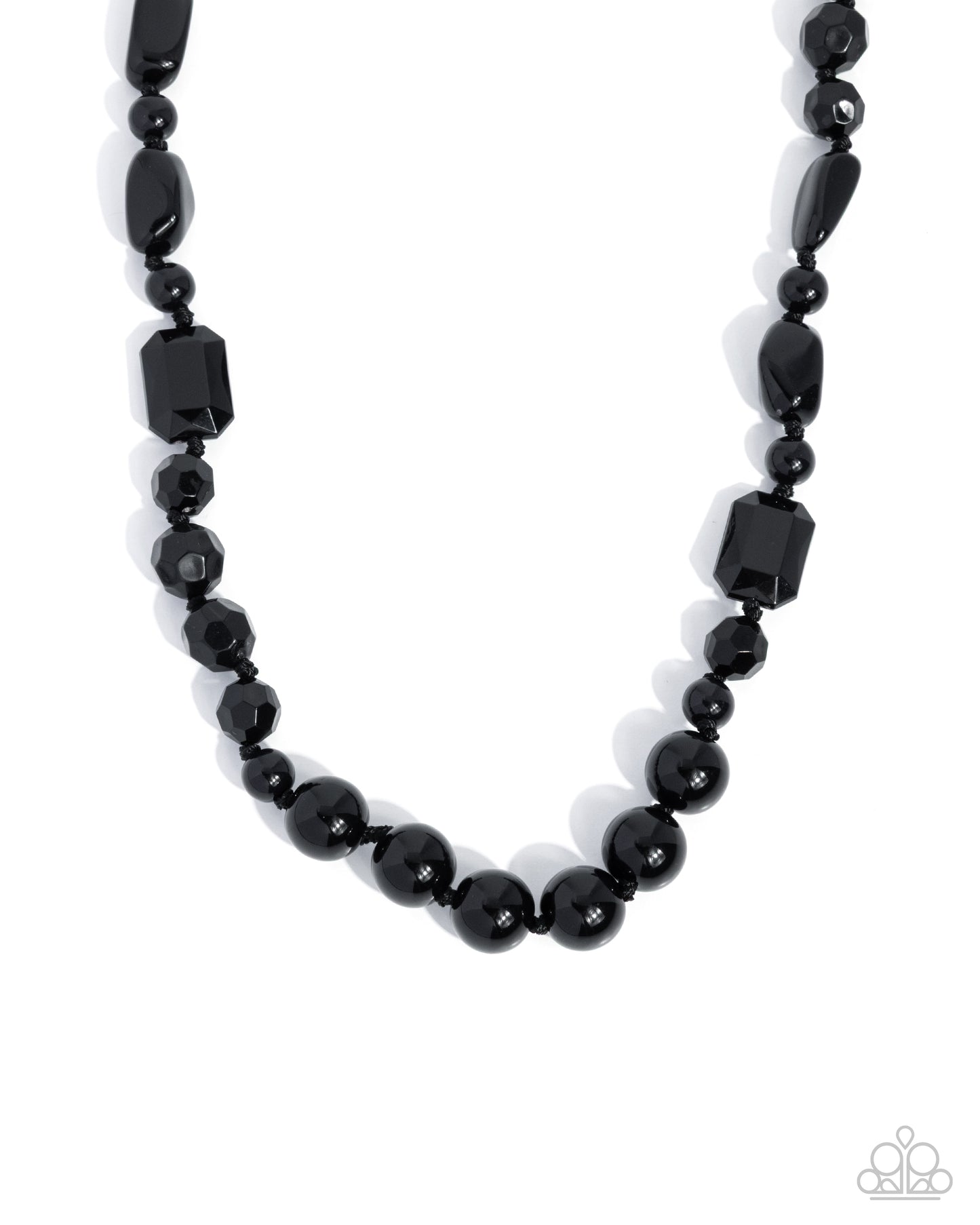 Paparazzi Socialite Shapes - Black Faceted & Smooth Bead Necklace N3957