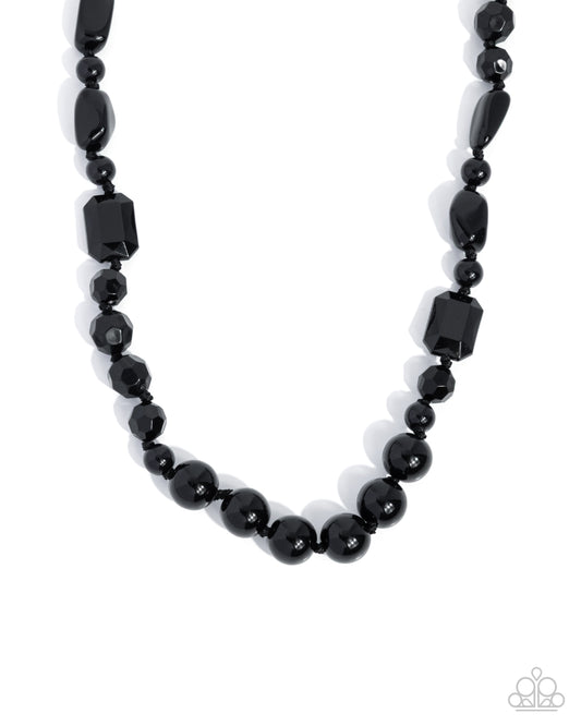 Paparazzi Socialite Shapes - Black Faceted & Smooth Bead Necklace N3957