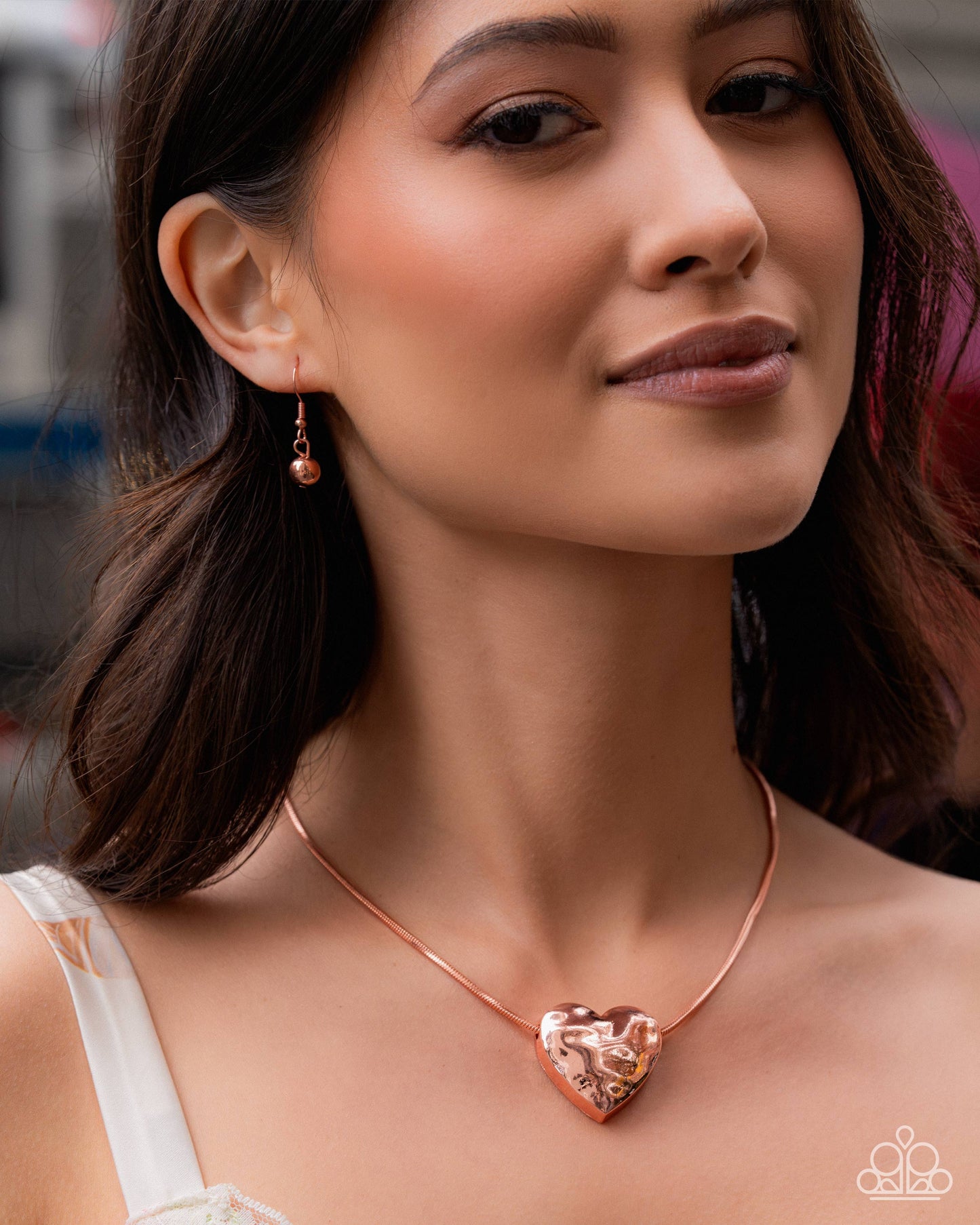 Paparazzi Cavalier Cupid - Copper Hammered Heart Necklace