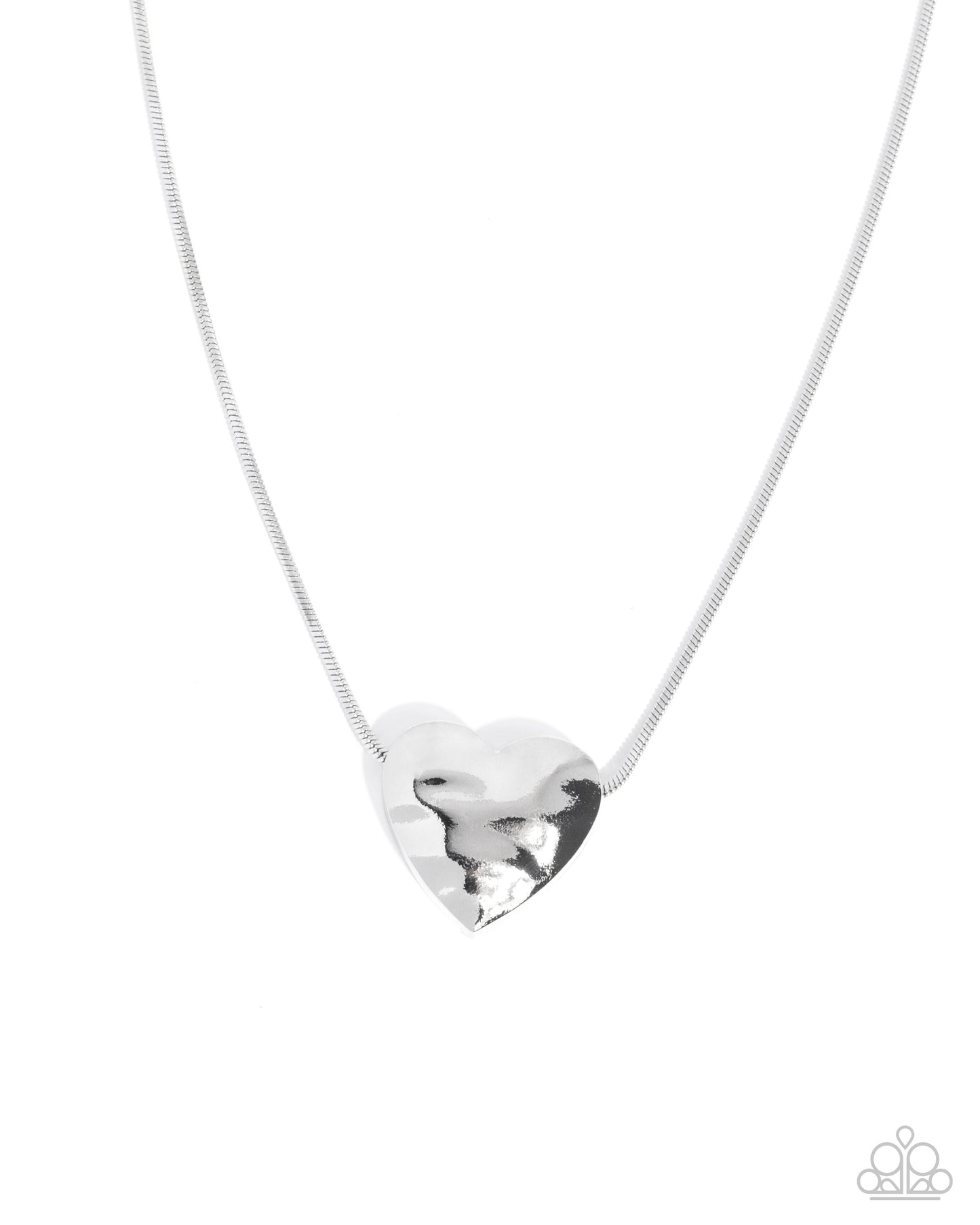 Paparazzi Cavalier Cupid - Silver Hammered Heart Necklace