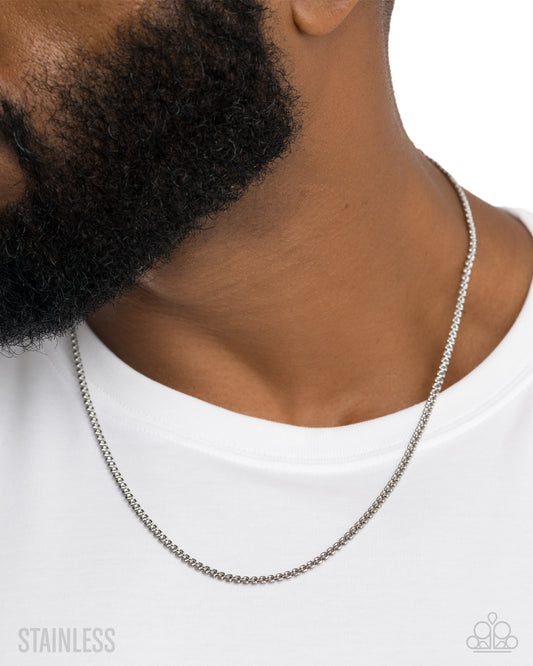 Paparazzi For the Masses - Silver Stainless Steel Thin Abstract Urban Chain Necklace