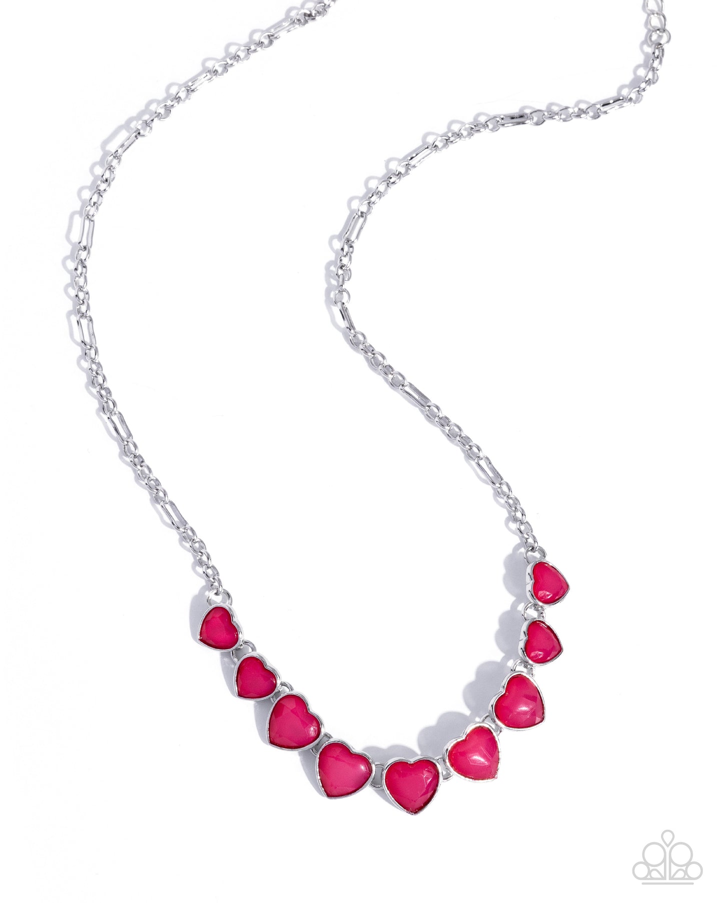 Paparazzi Unrequited Affection - Pink Winterberry Heart Silver Necklace N3956