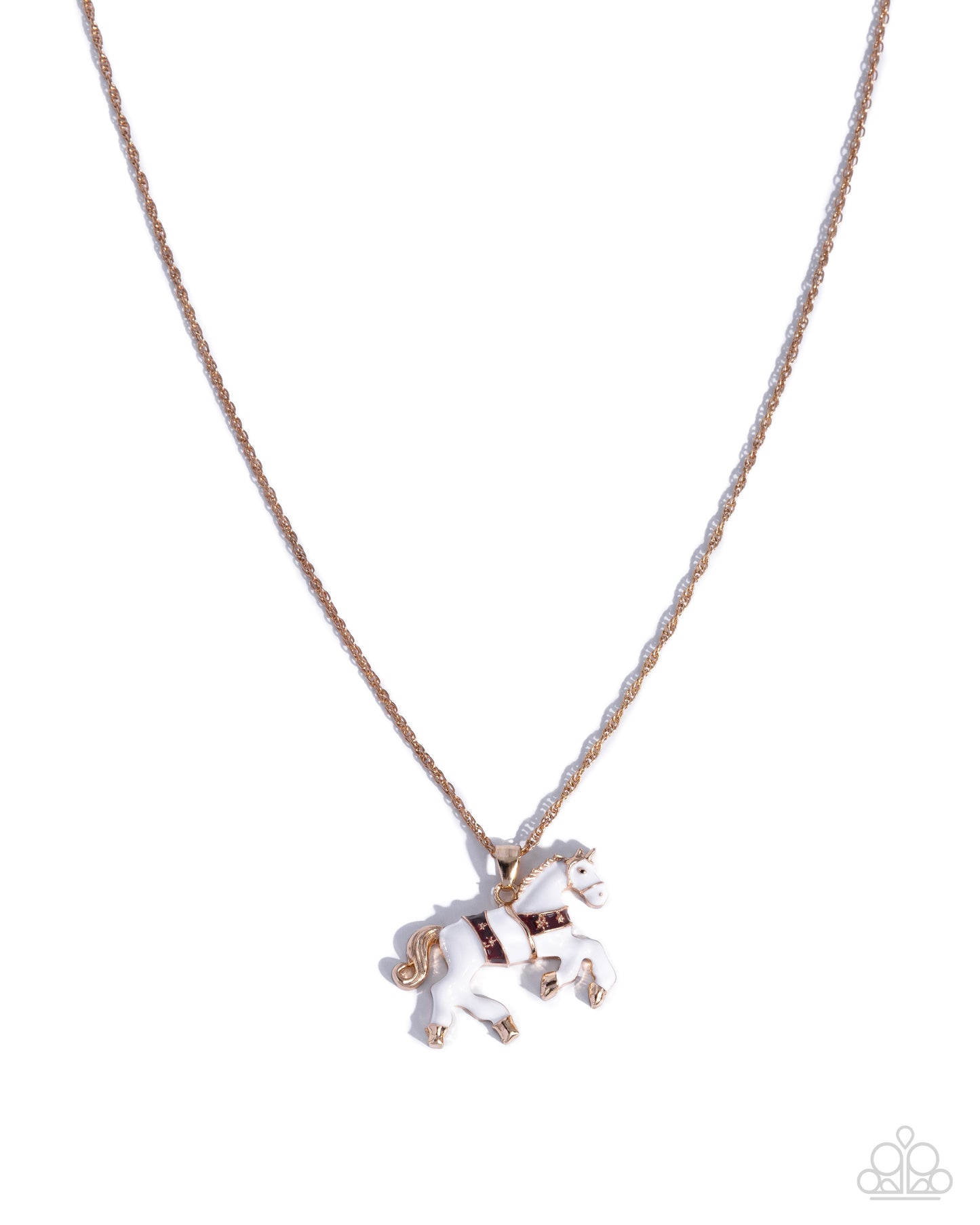 Paparazzi Sleigh Ride - Red, White Carousel Horse Pendant Necklace N3921
