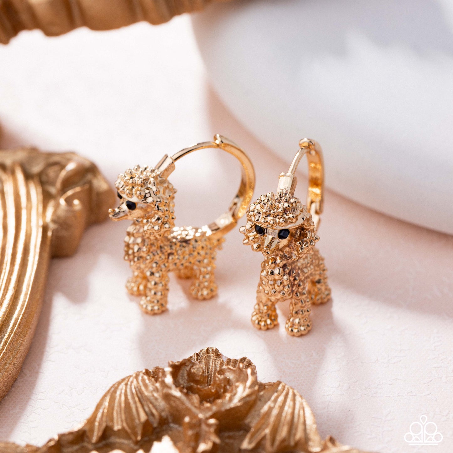 Paparazzi Prized Poodle - Gold Poodle Dog 3/4 Inch Earring E3372