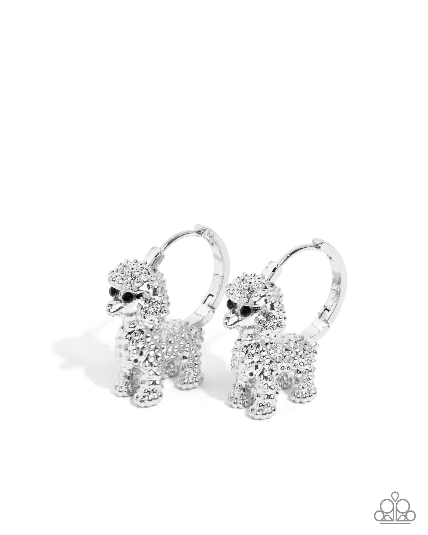 Paparazzi Prized Poodle - Silver 3/4 Inch Hoop Poodle Dog Earrings E3339