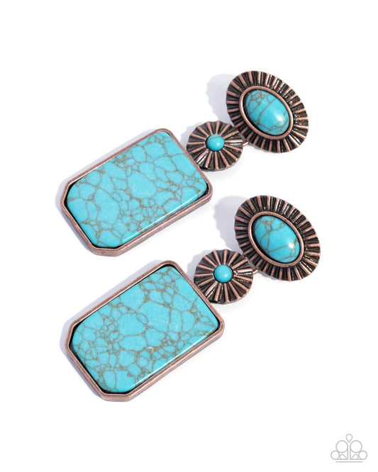 Paparazzo Noteworthy Navigation - Copper & Turquoise Stone Santa Fe Style Earring