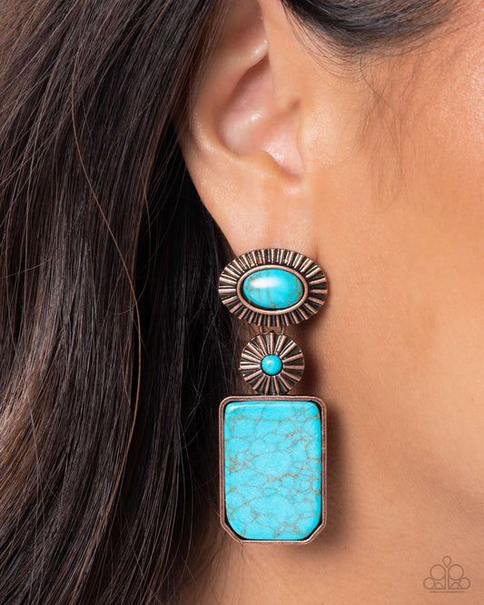 Paparazzo Noteworthy Navigation - Copper & Turquoise Stone Santa Fe Style Earring