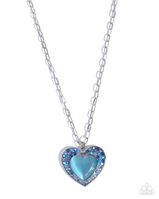 Paparazzi Courting Cache - Blue Cat's Eye Heart Stone Necklace N4009