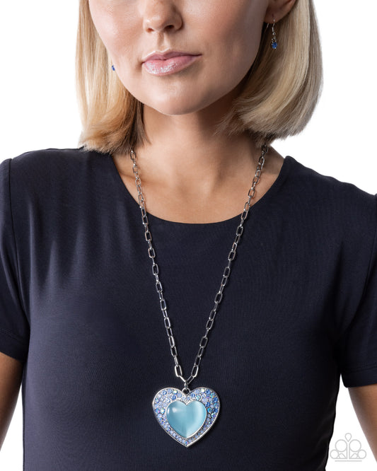 Paparazzi Courting Cache - Blue Cat's Eye Heart Stone Necklace N4009