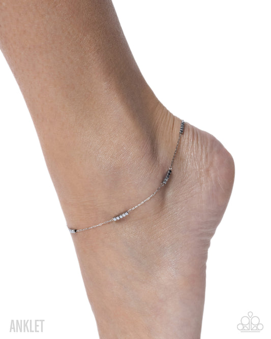 Paparazzi Tiered Tribute - Silver Paperclip Chain Silver Beaded Stainless Steel Anklet B2652