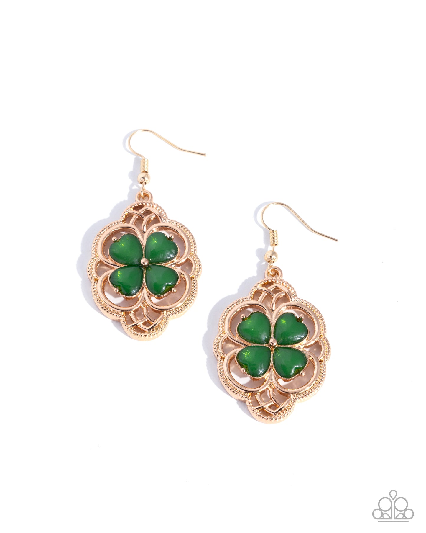 Paparazzi Lyrical Luck - Green Gaelic Knot Motif 4 Leaf Clover St. Patrick's Day Earring E3340