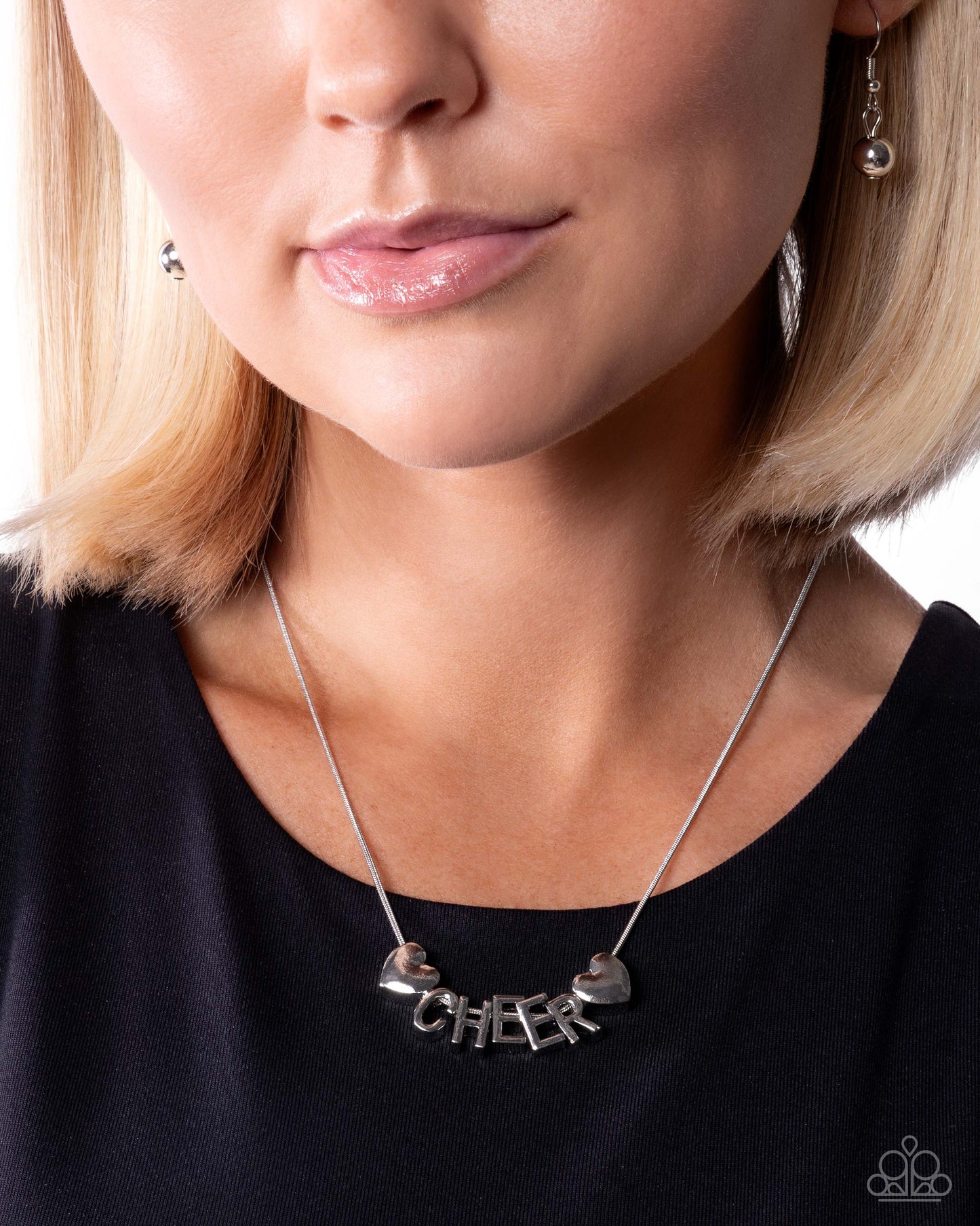 Paparazzi Trendy Tumbler - Silver "CHEER" Sport Necklace N3862