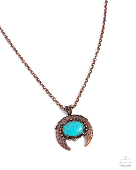 Paparazzi Ephemeral Element - Copper Hammered & Blue Turquoise Horseshoe Santa Fe Style Necklace N4044