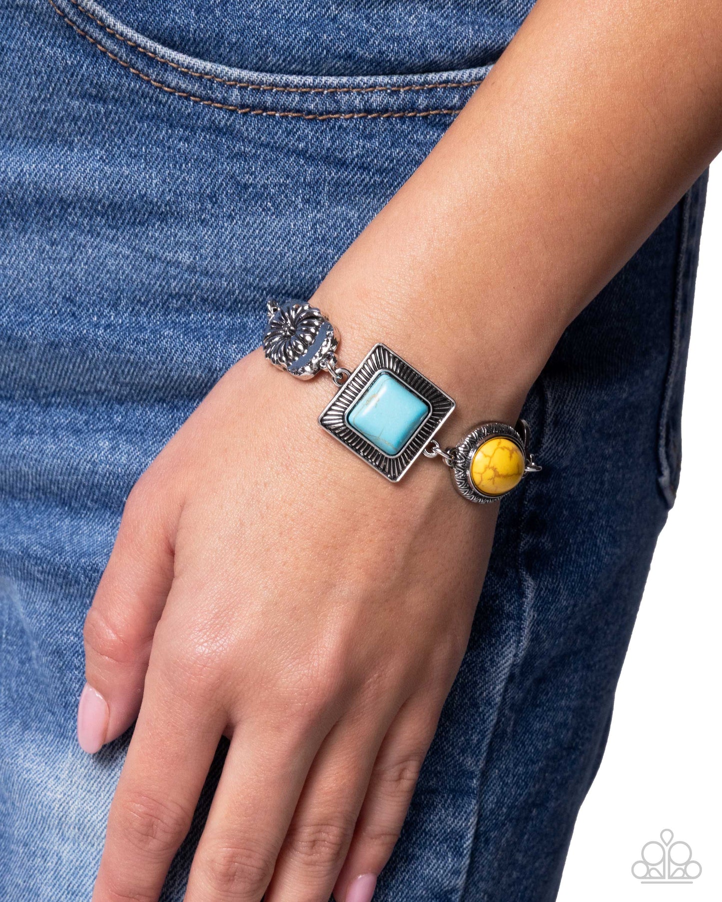 Chic Coordination - Yellow & Blue Turquoise Stone Bracelet Santa Fe Style