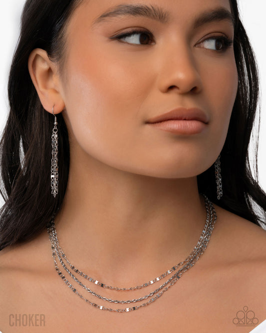 Paparazzi Layered Legend - Silver Layered Chain Necklace Life Of The Party February 2026