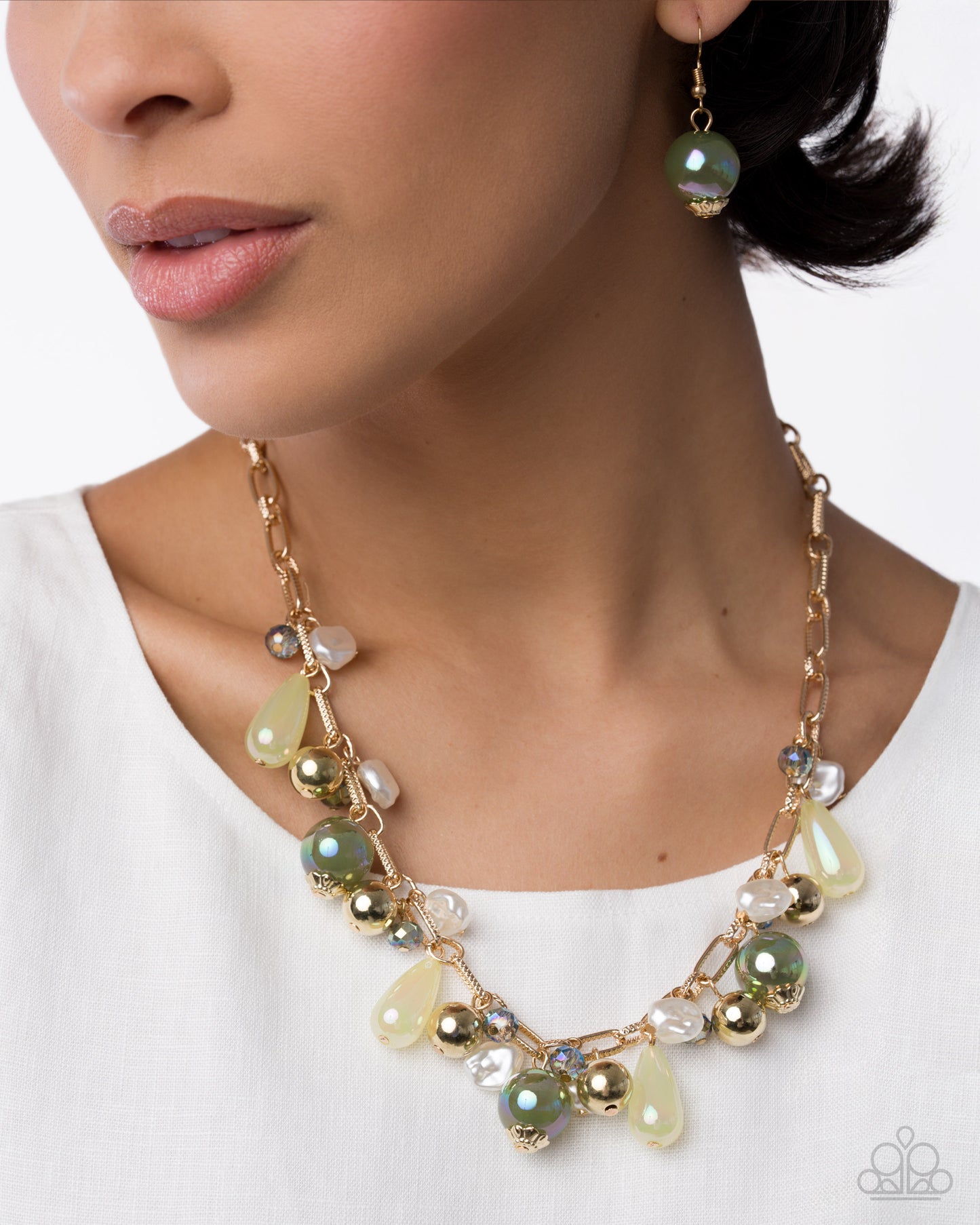 Paparazzi Dreamy Duet - Green - Dreamy Decadence Necklace, Bracelet: Green Dreamy Delivery Set N3520