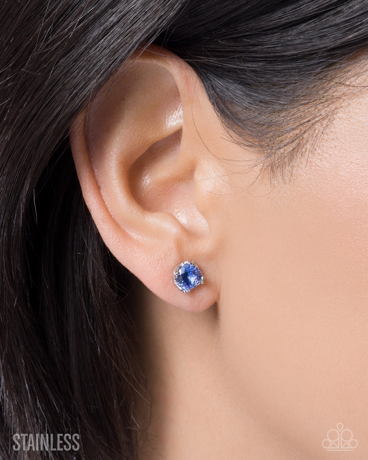 Paparazzi A Change of Color - Blue Cubic Zirconia Stainless Steel Post Earring