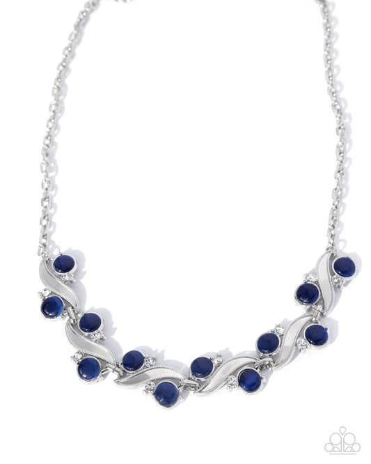Paparazzi Balanced Bliss - Blue Cat's Eye Stone Silver Necklace