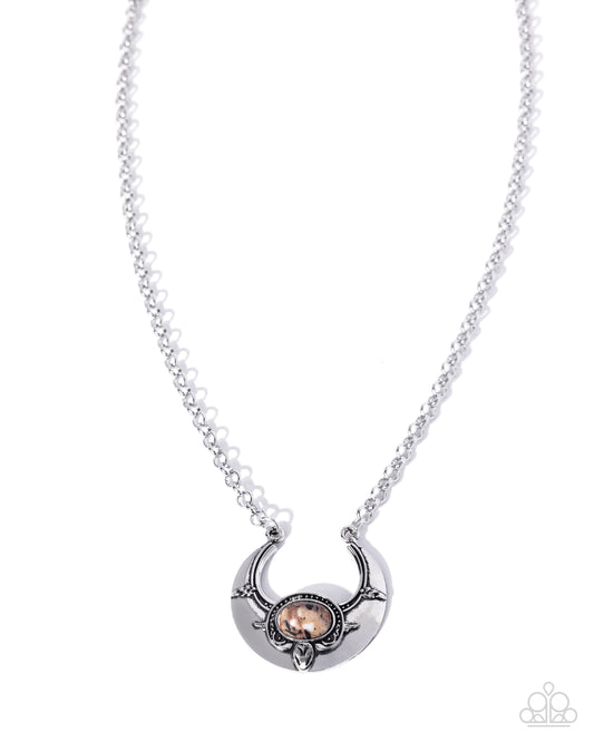 Paparazzi Passionate Principle - Brown Stone Half Circle Silver Santa Fe Style Necklace N3965