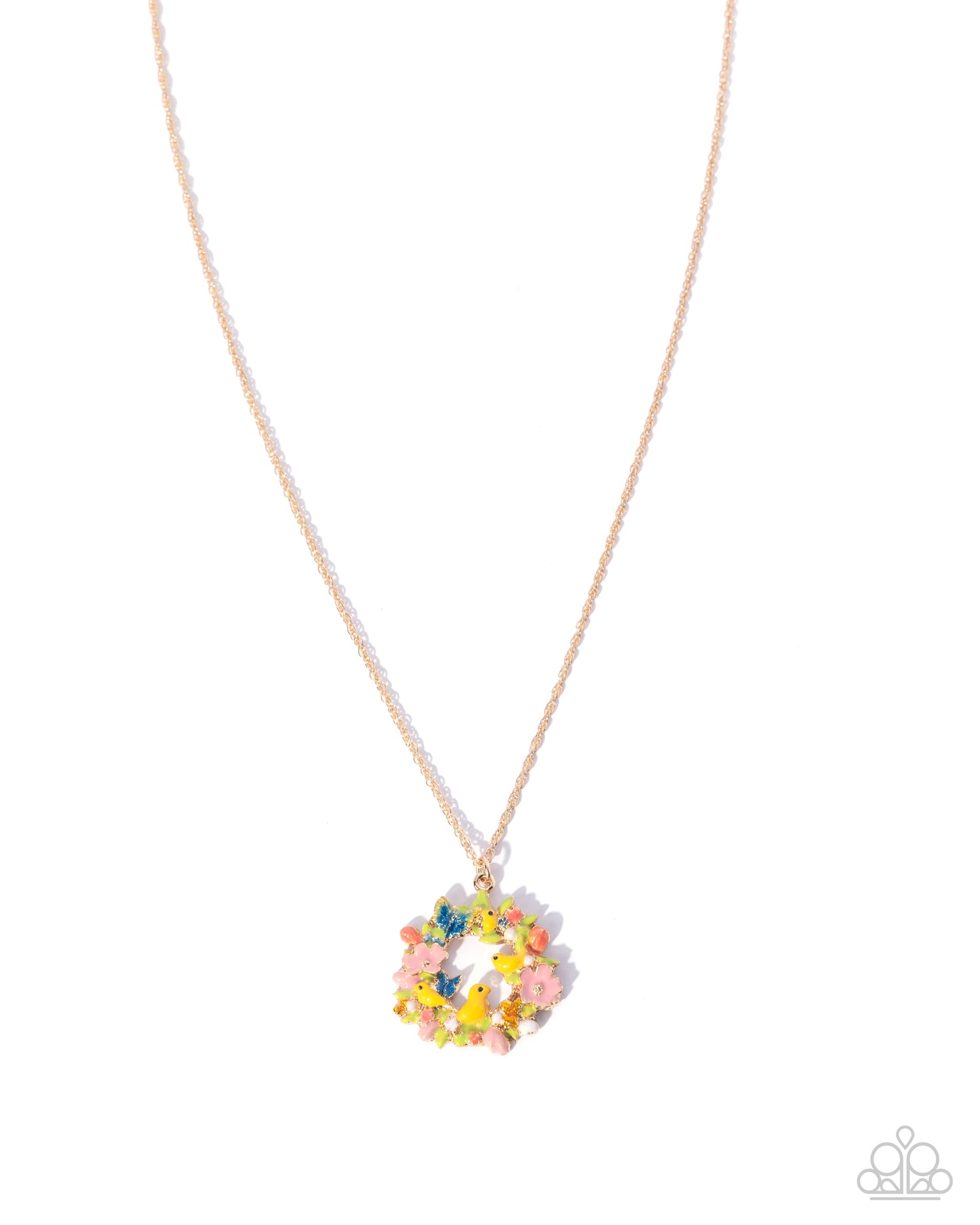 Paparazzi Easter Morning - Multicolored Yellow Chicks, Butterfly's, Pink Flower Easter Necklace N3944