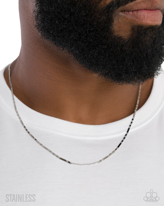 Paparazzi Smokeshow Sheen - Silver Stainless Steel Chain Urban Necklace N3865