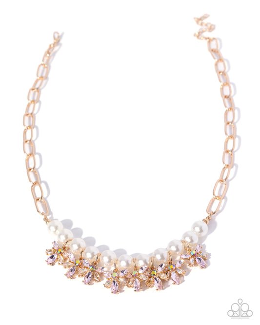 Paparazzi Palace Pizzazz - Pink - Light Pink, Champagne Gem & White Pearl Necklace