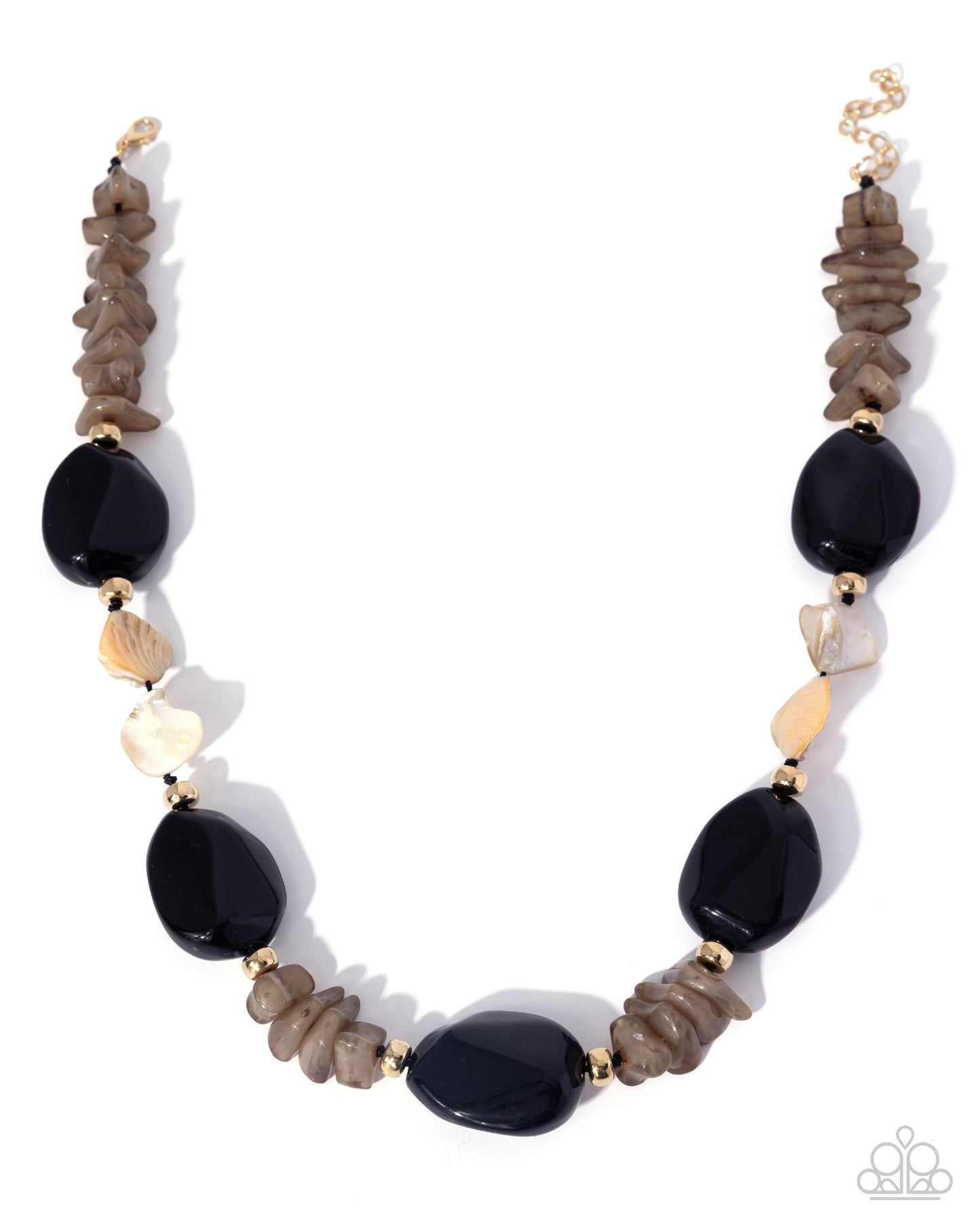 Paparazzi Coastal Cha Cha - Black, Brown Acrylic Bead & Natural Pearl Bead Necklace
