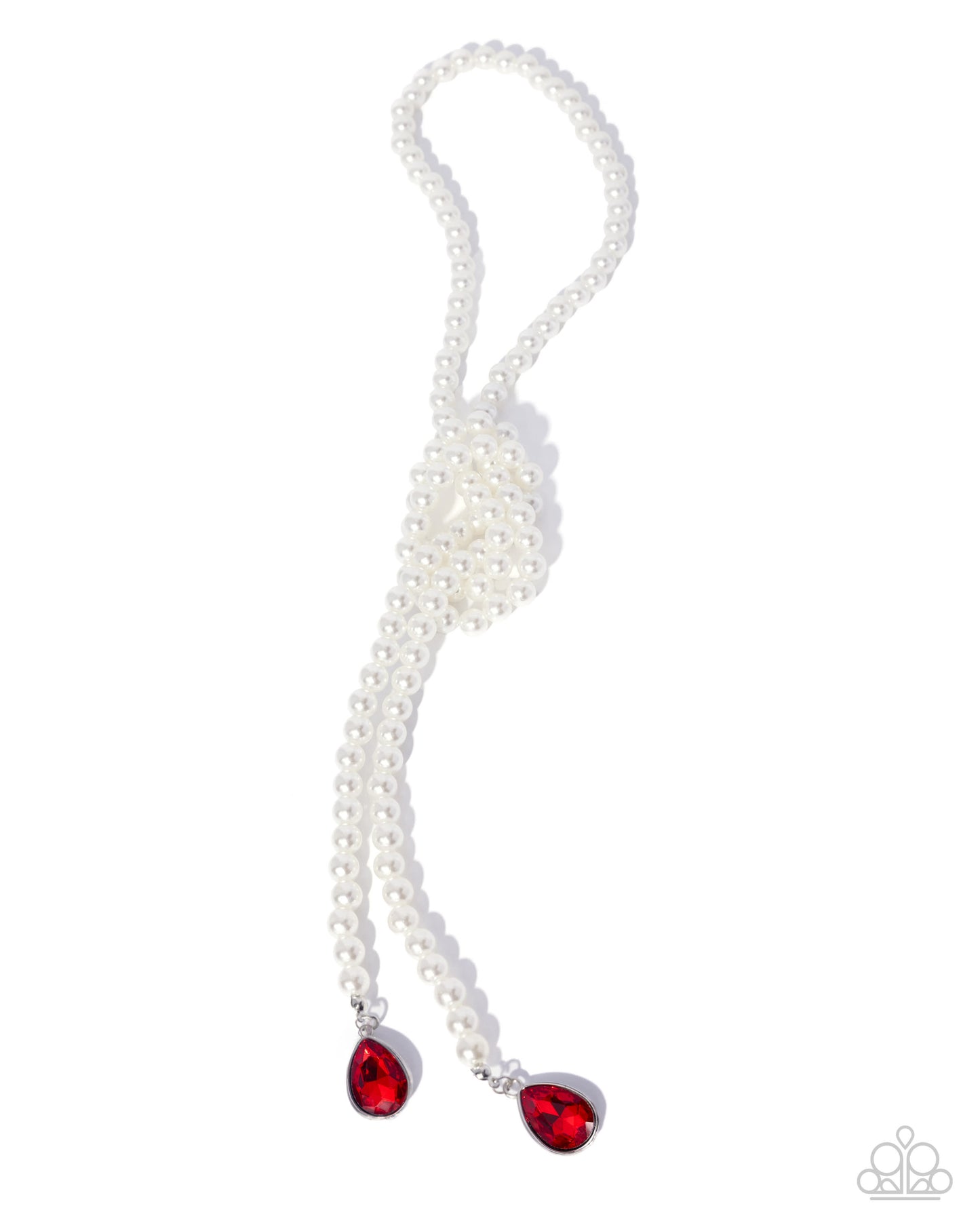 Paparazzi Polished Premiere - Red Teardrop Gem & White Pearl Bead Necklace N3969