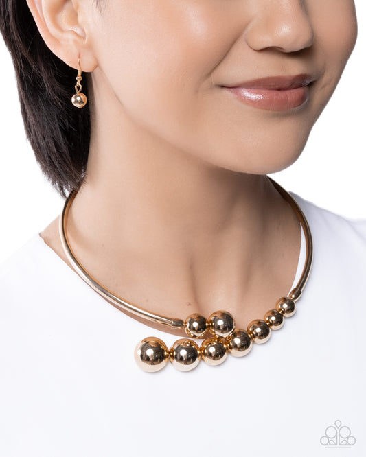 Paparazzi Smoldering Showcase - Gold Flexible Wire Coil Necklace N3927
