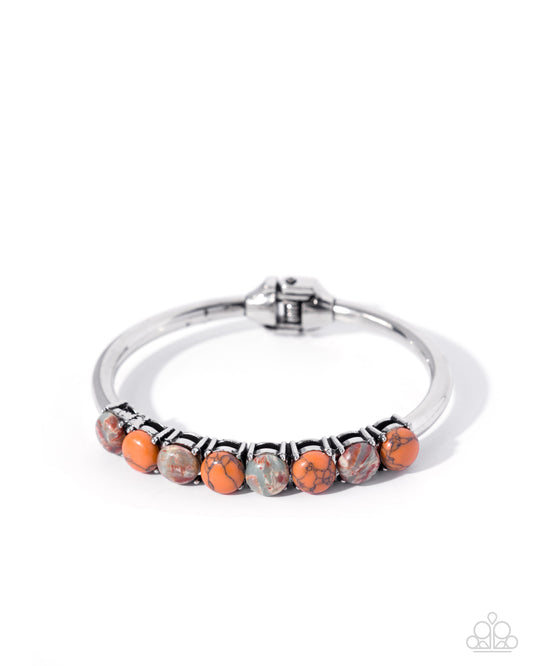 Paparazzi Spirited Shopaholic - Orange Marbled Stone Hinge Bracelet