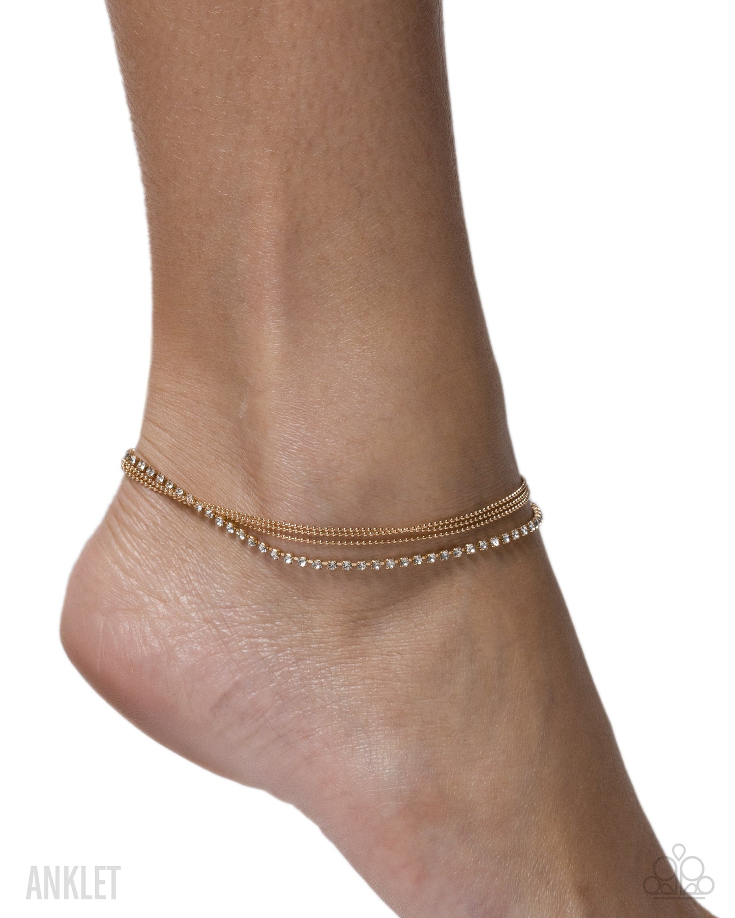 Paparazzo Building My Style - Gold & White Rhinestone Anklet