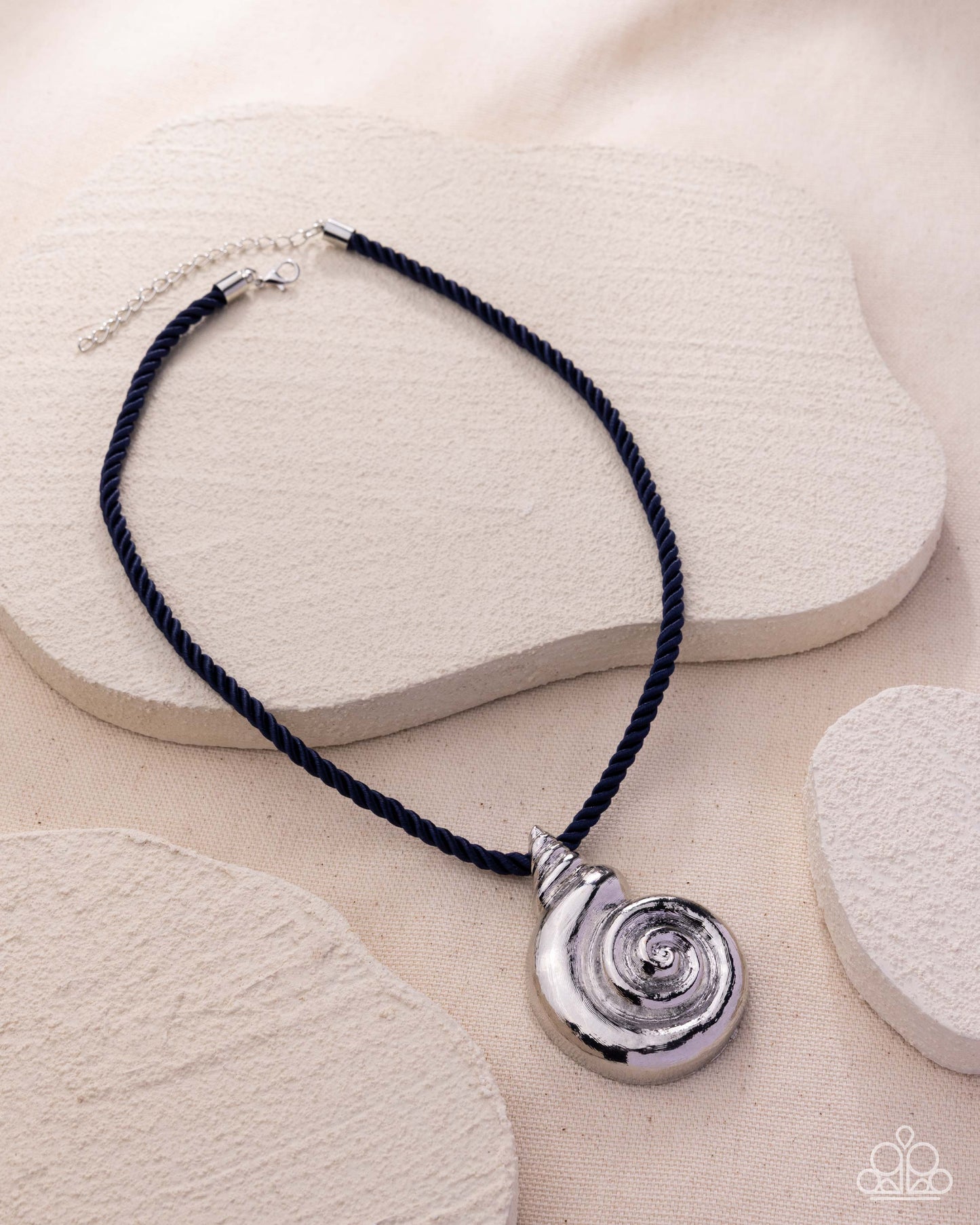 Paparazzi Coastal Chance - Blue Navy Cord Silver Seashell Pendant Necklace Empower Me Pink 2026